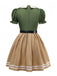 Khaki 1960s Fox Mock Two-Piece Dress Set - vintage dress, retro fashion