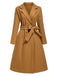 Khaki 1960s Turn-Up Collar Solid Belted Coat, vintage coat, retro outerwear - perfect for women who love vintage and retro fashion