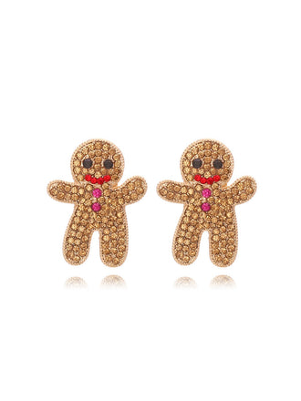 She adds this Khaki Christmas Gingerbread Man Rhinestone Earrings and suddenly it's vintage perfection
