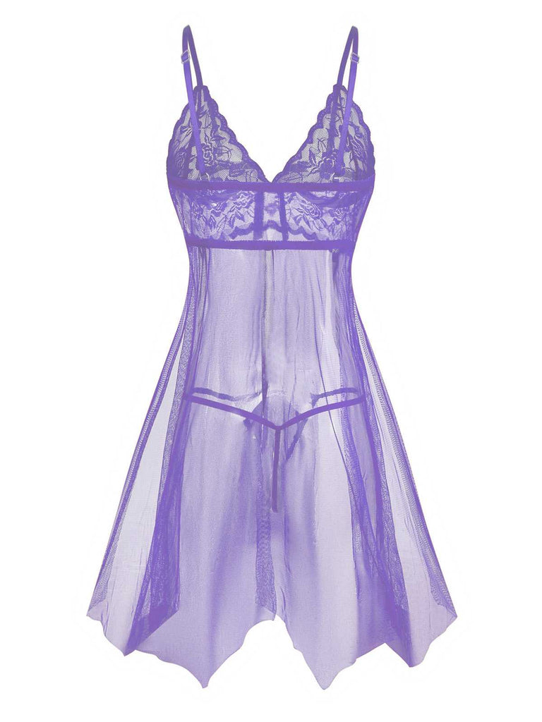 1950s Slip Lace Bow Sheer Nightdress