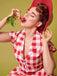 Red 1950s Pockets Plaid Dress