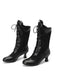 She finds her vintage story in this Lace Patchwork Lace-Up Calf-High Boots