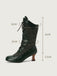 Lace Patchwork Lace-Up Calf-High Boots — vintage vintage charm for her modern wardrobe