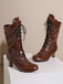 Lace Patchwork Lace-Up Calf-High Boots — vintage style that transcends decades