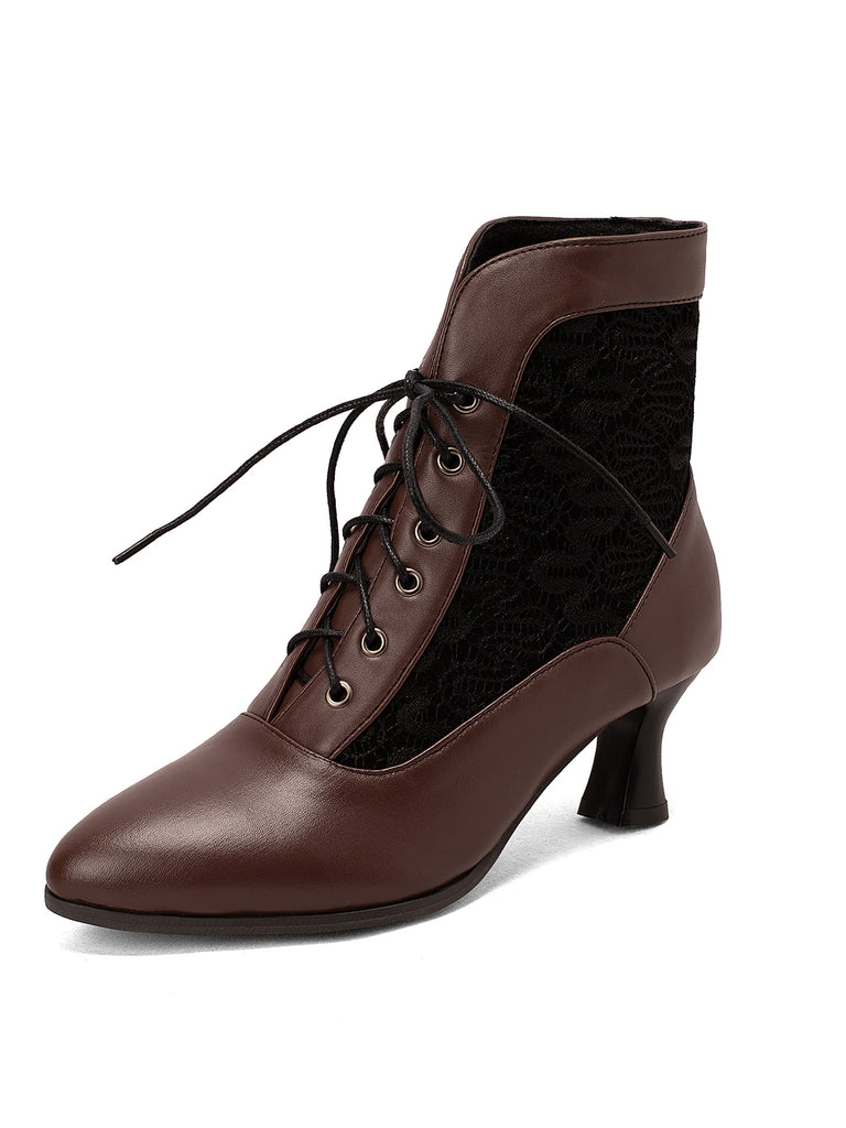 This Lace Pointed Leather Heel Vintage Boots whispers 1950s secrets to those who notice