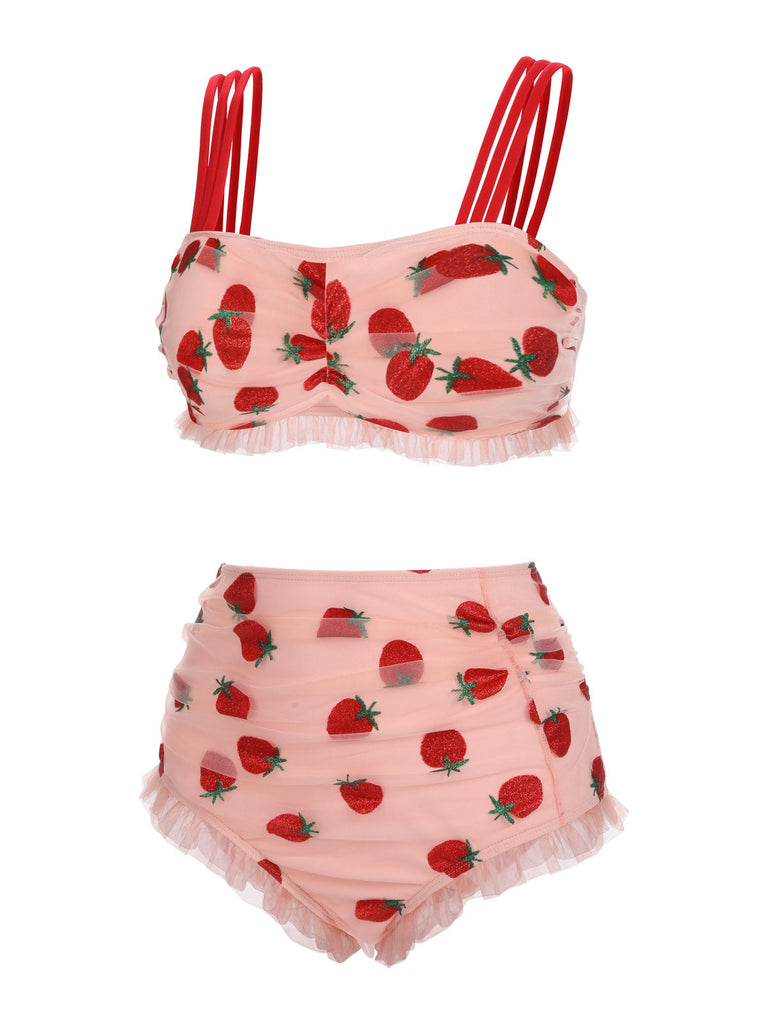 Lace Strawberry Cami Tankini Set: timeless style reimagined