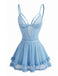 Lake Blue 1980s Floral Spaghetti Strap Lace Nightgown 2