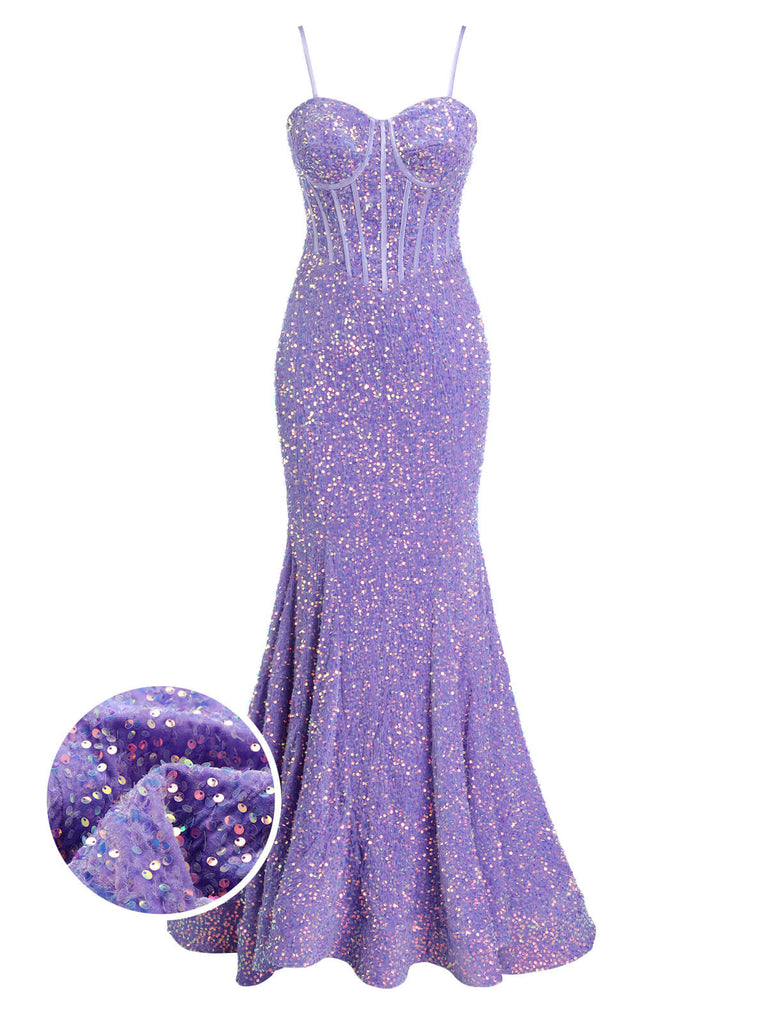 Lavender 1920s Sequined Corset Mermaid Dress, vintage dress, retro fashion, Gatsby party, flapper style - perfect for women who love vintage and retro fashion