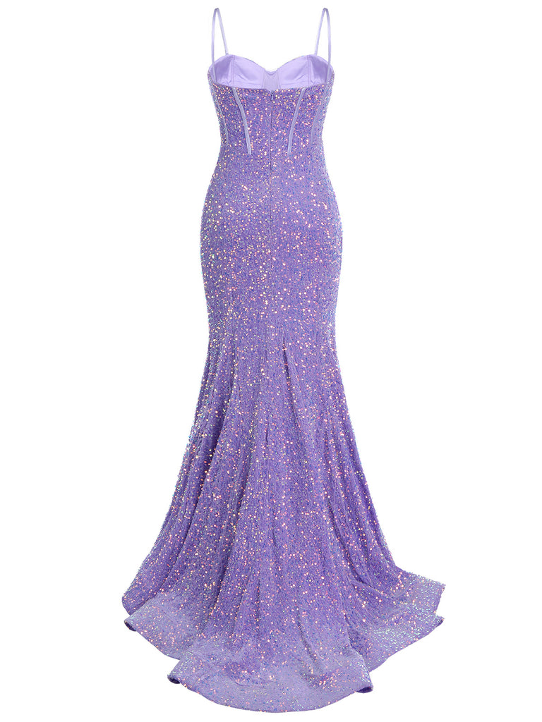 Lavender 1920s Sequined Corset Mermaid Dress, vintage dress, retro fashion, Gatsby party, flapper style - perfect for women who love vintage and retro fashion