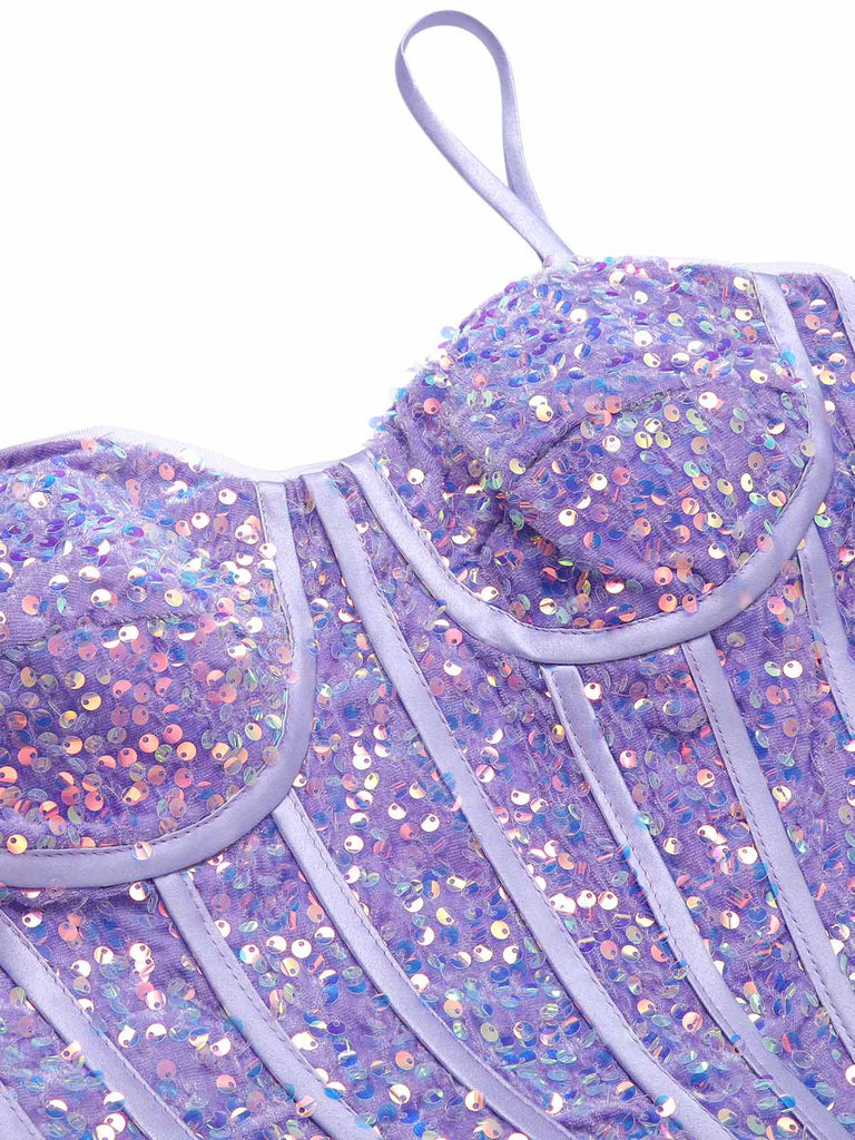 Lavender 1920s Sequined Corset Mermaid Dress, vintage dress, retro fashion, Gatsby party, flapper style - perfect for women who love vintage and retro fashion