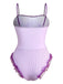 Lavender 1950s Stripe Mesh Ruffle One-Piece Swimsuit: 1950s Riviera elegance, reimagined for her