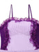 This Lavender 1950s Stripe Mesh Ruffle One-Piece Swimsuit carries 1950s vacation dreams in every stitch