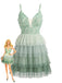 Layered tulle cake dress front view with tiered ruffled skirt