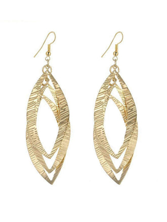 Metallic Textured Multi-Layer Leaf Dangle Earrings, vintage fashion, retro style, classic design, women, elegant