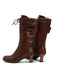 She finds her vintage story in this Leather Bow Lace-Up Calf High Boots