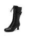 Leather Bow Lace-Up Calf High Boots — vintage vintage charm for her modern wardrobe