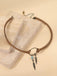 Leather Choker & Feather Dreamcatcher Tassel Earrings Set - vintage fashion, retro style