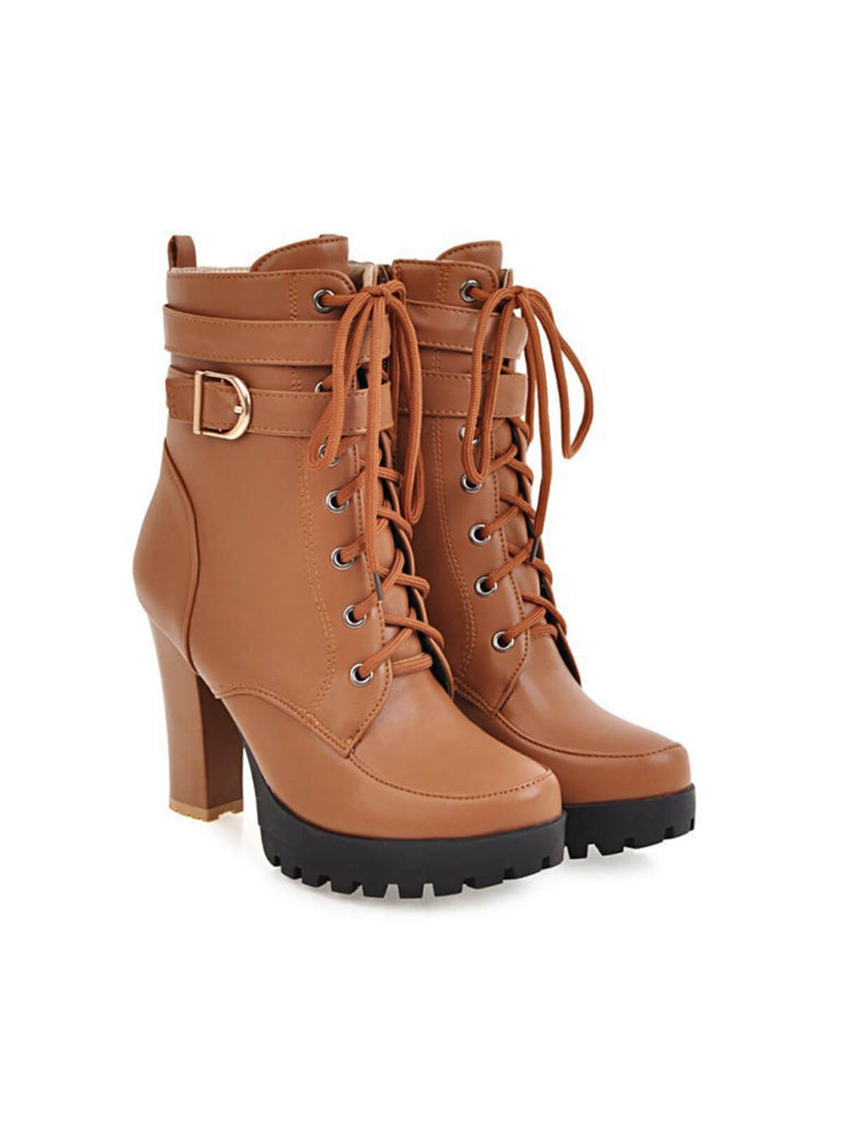 This Leather High Top Chunky Heel Martin Boots brings vintage soul to her everyday