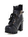 She finds her vintage story in this Leather Lace Patchwork High Heel Ankle Boots