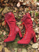 This Leather Petal Edge Lace-Up Mid-Calf Boots whispers vintage secrets to those who notice
