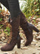 She finds her vintage story in this Leather Petal Edge Lace-Up Mid-Calf Boots