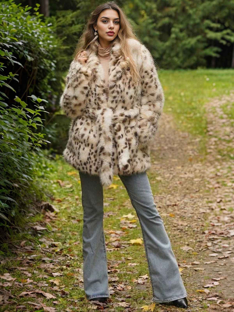 Leopard 1940s Imitation Fur Coat With Belt - vintage fashion, retro style