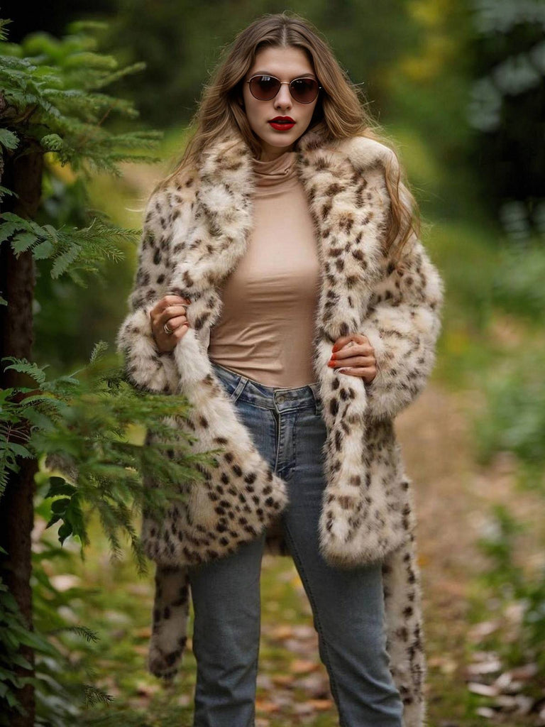 Leopard 1940s Imitation Fur Coat With Belt — 1940s style that speaks before she does