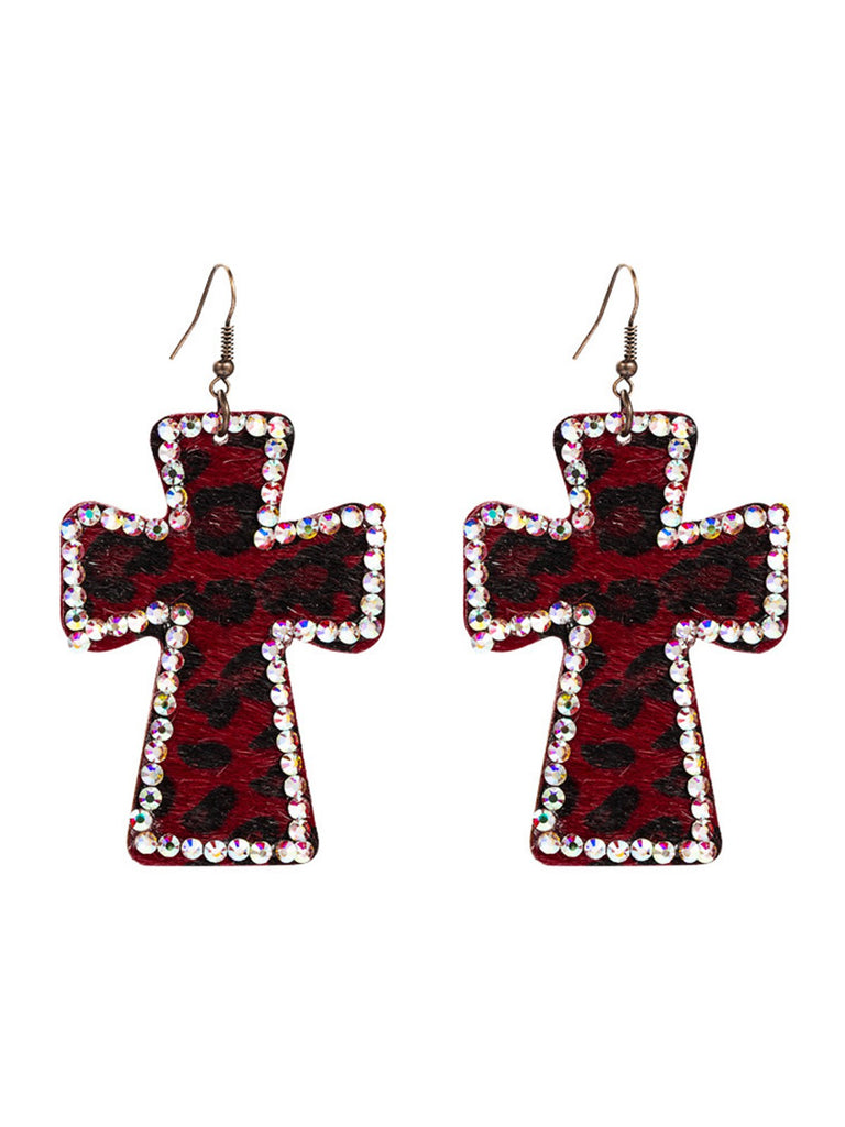 She adds this Leopard Rhinestones Cross Pendant Earrings and suddenly it's vintage perfection