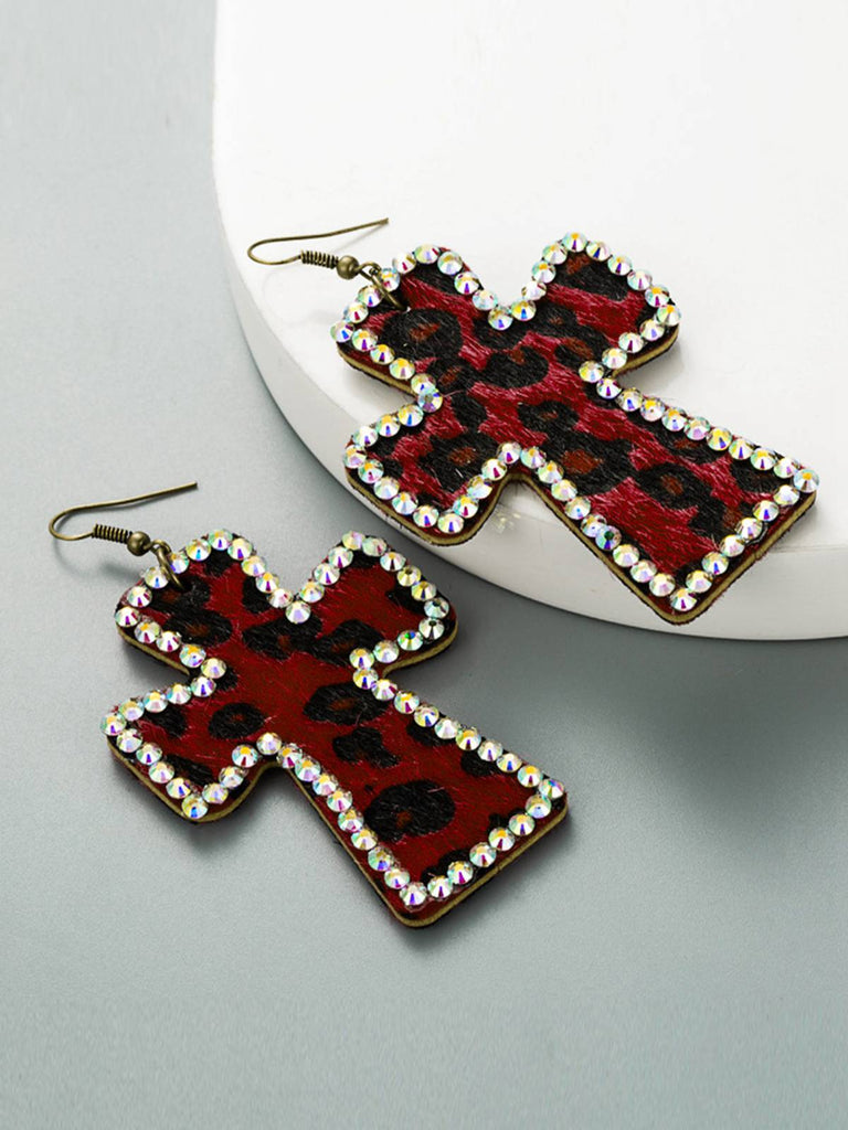 She adds this Leopard Rhinestones Cross Pendant Earrings and suddenly it's vintage perfection