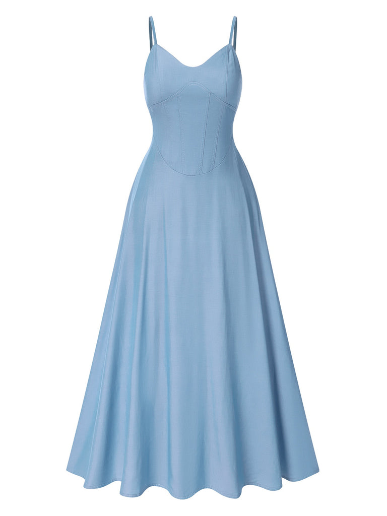 blue dress for baby girl Del Monte Midi Cotton Dress Slate Blue (L) main image 0