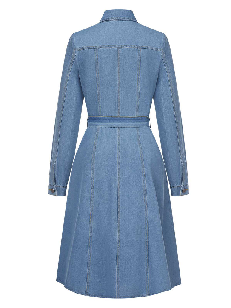 This Light Blue 1940s Lapel Denim Belted Dress wraps her in 1940s elegance, one twirl at a time