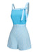 Light Blue 1940s Stripe Wide Straps Romper, vintage romper, retro jumpsuit - perfect for women who love vintage and retro fashion