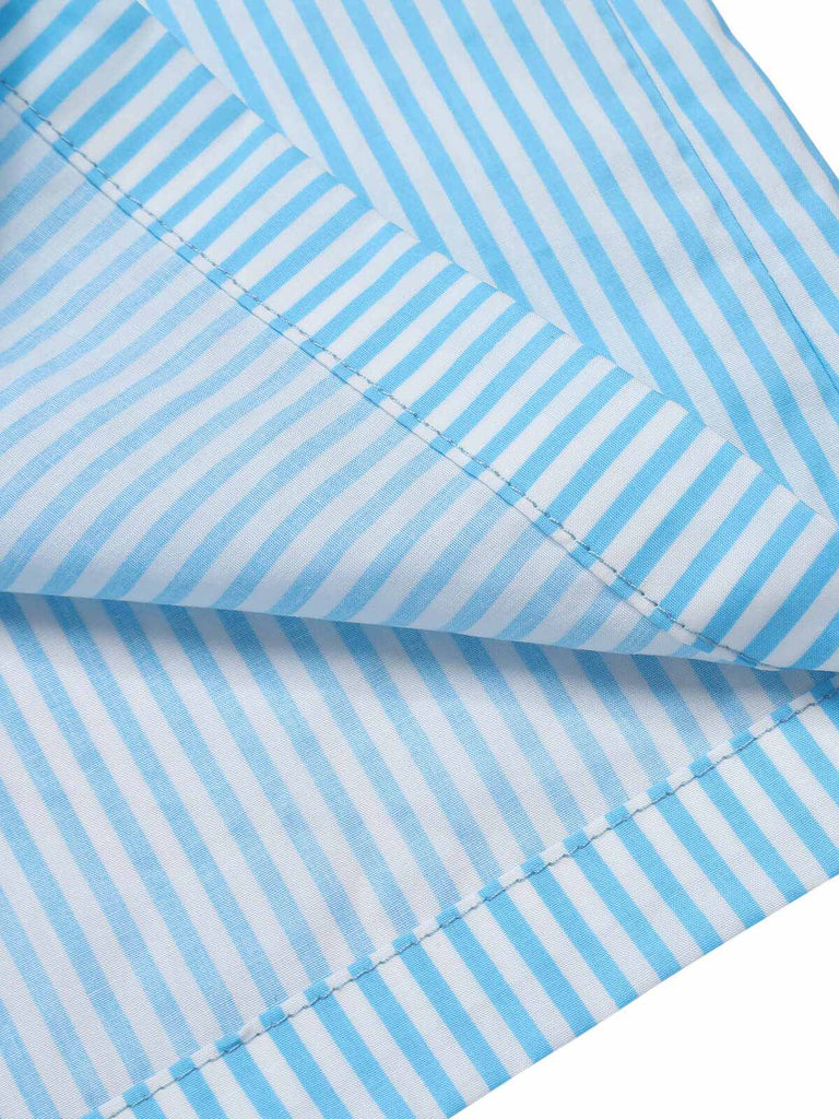 Light Blue 1940s Stripe Wide Straps Romper, vintage romper, retro jumpsuit - perfect for women who love vintage and retro fashion