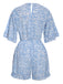 Light Blue 1950s Leopard V-Neck Flounce Sleeve Romper: timeless 1950s elegance she makes her own