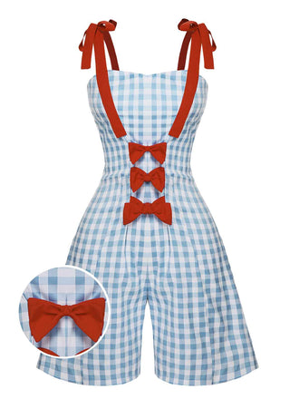 Light Blue 1950s Plaid Camisole Romper: timeless style reimagined