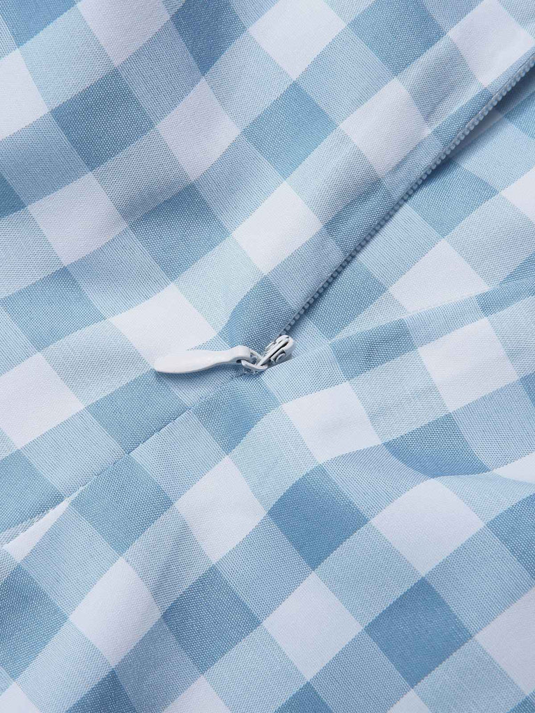 Light Blue 1950s Plaid Camisole Romper: timeless style reimagined