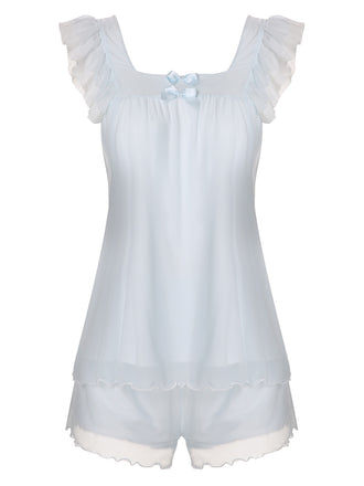 Light Blue 1950s Square Collar Pajamas, vintage pajamas, retro nightwear - perfect for women who love vintage and retro fashion