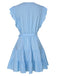 Light Blue 1950s V-Neck Ruffle Sleeves Dress, vintage dress, retro fashion, rockabilly, pin-up fashion - perfect for women who love vintage and retro fashion