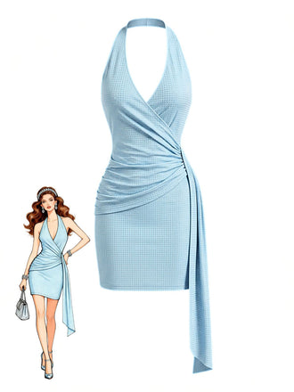 Light Blue 1960s Bodycon Dress 2