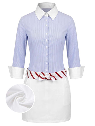 [Pre-Sale] Light Blue 1960s Striped Dress Dress