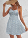 She slips into this Light Blue 1970s Ditsy Floral Backless Dress and suddenly it's a 1970s daydream