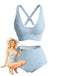 Elegant Light Blue 1980s Vintage Swimsuit 1