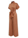 Light Brown 1930s Solid Belted Jumpsuit, vintage romper, retro jumpsuit - perfect for women who love vintage and retro fashion