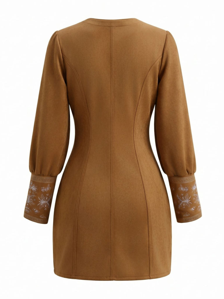 Light Brown 1960s Bodycon Short Dress - vintage dress, retro fashion
