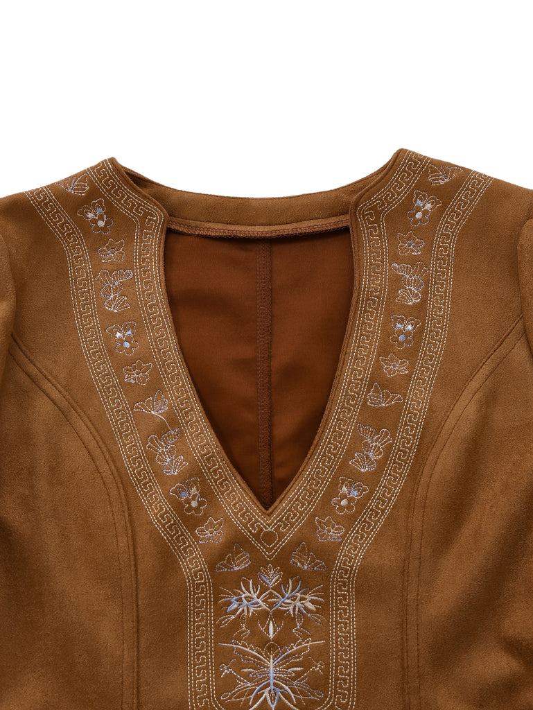 Light Brown 1960s Bodycon Short Dress - vintage dress, retro fashion