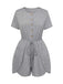 She finds her 1950s story in this Light Gray 1950s Round Neck Solid Romper