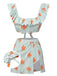 She's wearing Light Green 1950s Floral Stripe Swimsuit & Skirt Cover-Up and the whole beach remembers the 1950s