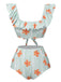 Light Green 1950s Floral Stripe Swimsuit & Skirt Cover-Up — 1950s poolside glamour meets sun-drenched confidence