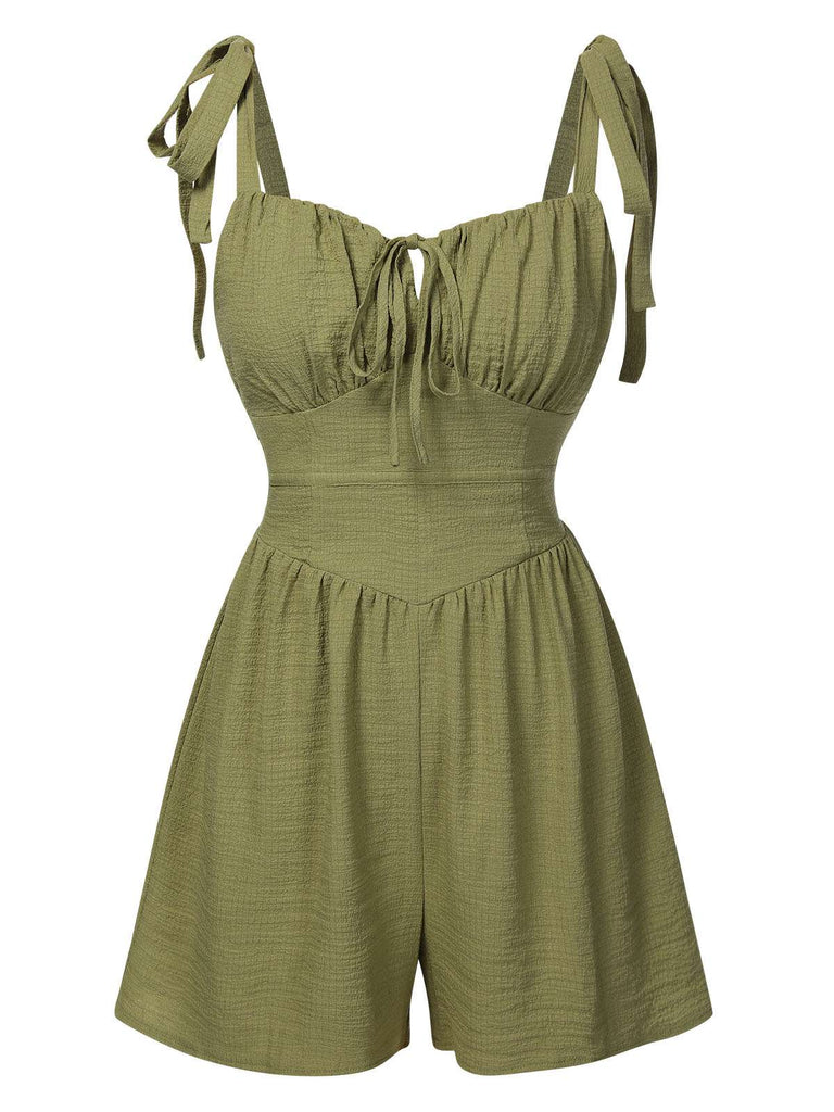 Light Green 1950s Solid Bind Pleated Romper, vintage romper, retro jumpsuit - perfect for women who love vintage and retro fashion