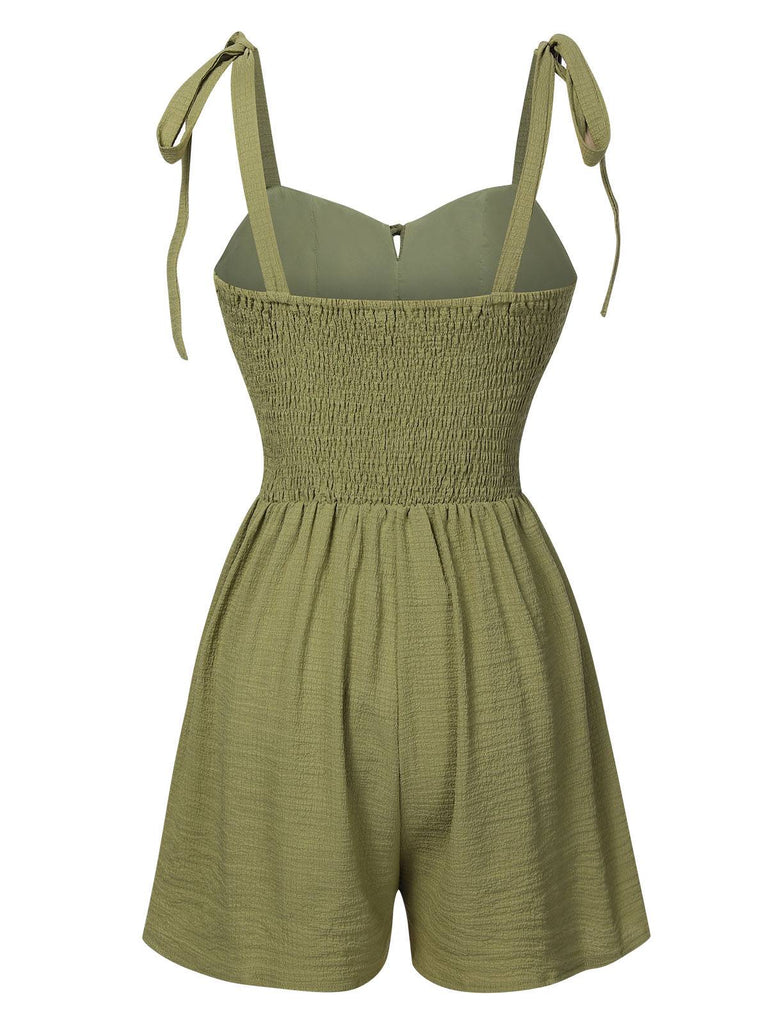 Light Green 1950s Solid Bind Pleated Romper, vintage romper, retro jumpsuit - perfect for women who love vintage and retro fashion